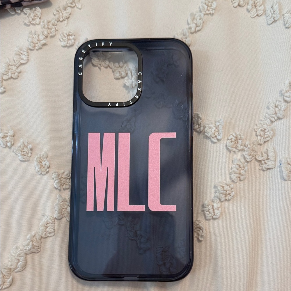 Casetify Black Case with Pink MLC Design